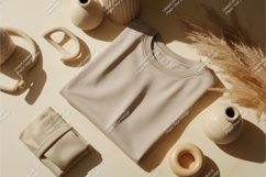 Beige tshirt with decorations mockup Product Image 1