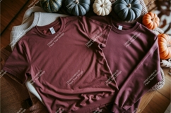 Maroon shirts with pumpkins mockup Product Image 1