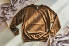 Brown sweatshirt with lace accents mockup Product Image 1