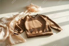 Brown sweatshirt with scarf mockup Product Image 1