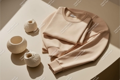 Beige longsleeve sweatshirt mockup Product Image 1