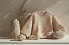 Beige longsleeve shirt mockup Product Image 1