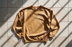 Yellow sweatshirt on tile mockup Product Image 1