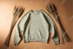 Green sweatshirt with wheat mockup Product Image 1