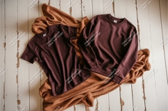 Brown sweatshirt and tshirt mockup Product Image 1