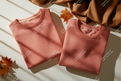 Two pink sweatshirts with leaves mockup Product Image 1