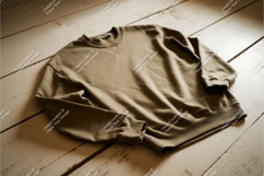 Beige sweatshirt on wood floor mockup Product Image 1
