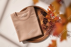 Beige sweatshirt with autumn leaves mockup Product Image 1