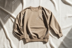 Beige sweatshirt on fabric surface mockup Product Image 1