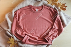 Pink sweatshirt with autumn leaves mockup Product Image 1