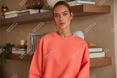 Woman in sweatshirt indoors mockup Product Image 1
