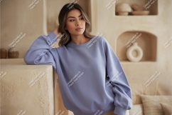 Woman poses in sweatshirt mockup Product Image 1