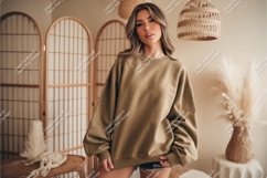 Woman poses in a sweatshirt mockup Product Image 1