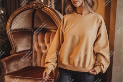 Woman in yellow sweatshirt mockup Product Image 1