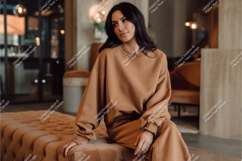 Woman in sweatshirt sitting mockup Product Image 1