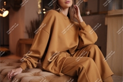 Woman in sweatshirt sitting mockup Product Image 1