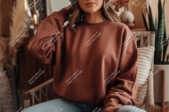 Woman in brown sweatshirt mockup Product Image 1