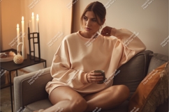 Woman in a sweatshirt mockup Product Image 1