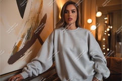 Woman in a sweatshirt mockup Product Image 1