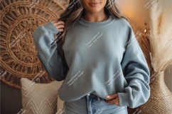 Woman in a sweatshirt posing mockup Product Image 1