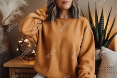 Woman in yellow sweatshirt mockup Product Image 1