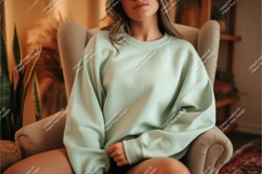 Woman in sweatshirt sitting mockup Product Image 1