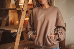 Woman in a sweatshirt mockup Product Image 1