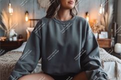 Woman in a gray sweatshirt mockup Product Image 1