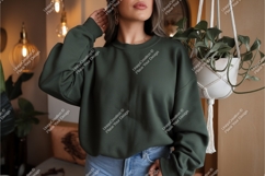 Woman in green sweatshirt mockup Product Image 1