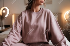 Woman in pink sweatshirt mockup Product Image 1