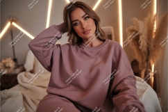 Woman in sweatshirt resting mockup Product Image 1