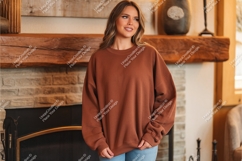 Woman wearing sweatshirt mockup Product Image 1