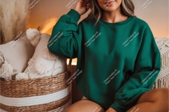 Woman in green sweatshirt mockup Product Image 1