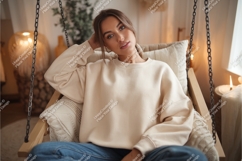 Woman in sweatshirt on swing mockup Product Image 1