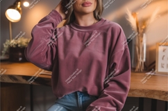 Woman in pink sweatshirt mockup Product Image 1