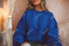 Woman in blue sweater mockup Product Image 1
