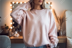 Woman in a pink sweatshirt mockup Product Image 1