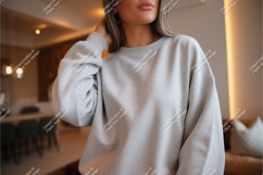 Woman in gray sweatshirt mockup Product Image 1