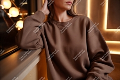 Woman in brown sweatshirt mockup Product Image 1