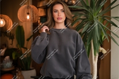 Woman in black sweatshirt mockup Product Image 1