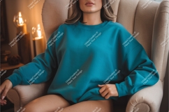 Woman in blue sweatshirt mockup Product Image 1