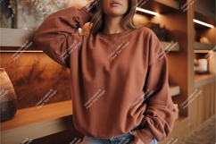 Woman in brown sweatshirt mockup Product Image 1