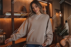 Woman in blue sweatshirt mockup Product Image 1