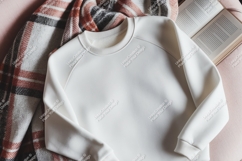 White sweatshirt with a blanket mockup Product Image 1