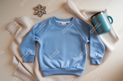 Blue sweatshirt on a blanket mockup Product Image 1
