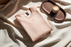 Folded sweatshirt with coffee mockup Product Image 1