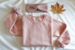 Peach sweatshirt with headband mockup Product Image 1