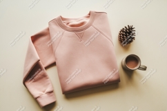 Pink sweatshirt with coffee mockup Product Image 1