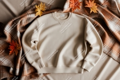 Beige sweatshirt with leaves mockup Product Image 1