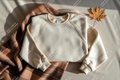 Beige sweatshirt with scarf mockup Product Image 1